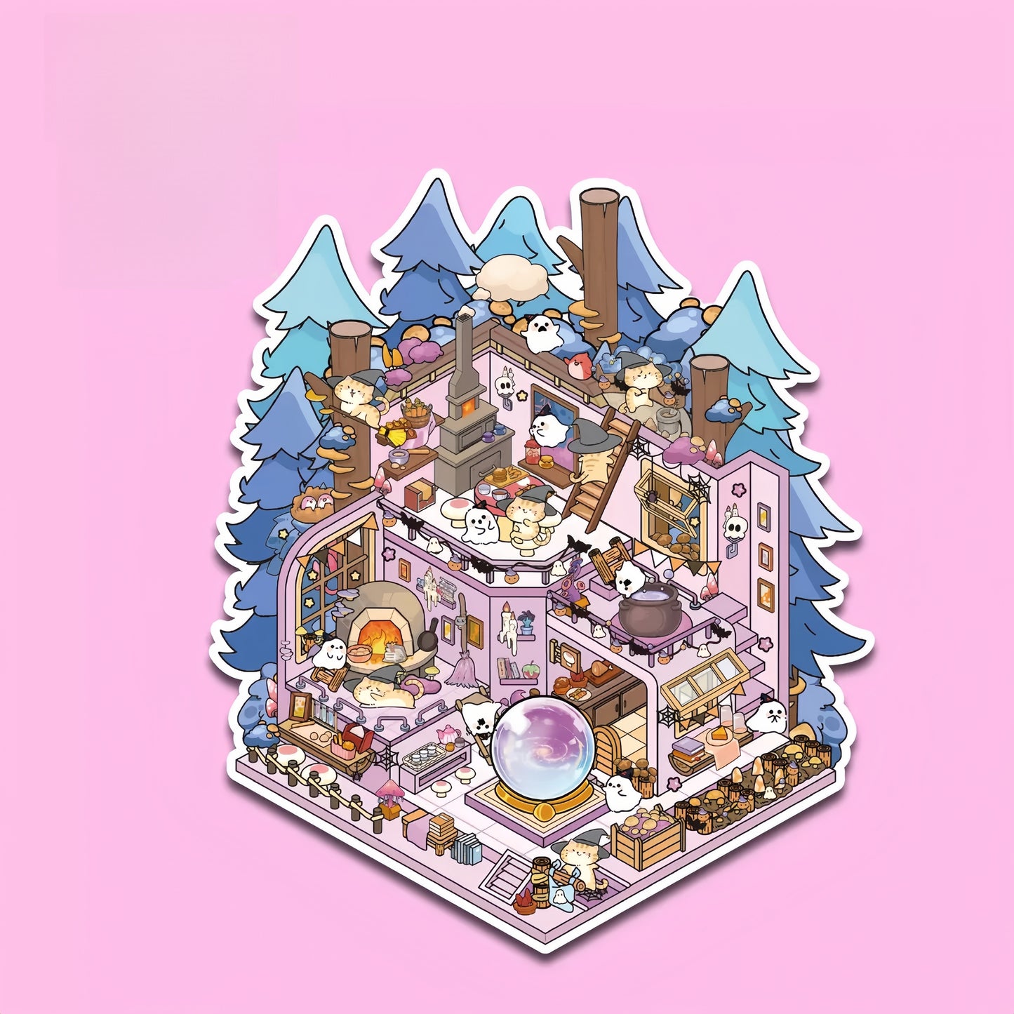 Dream Cabin 3D Sticker | 4 Cute Miniature Scenes