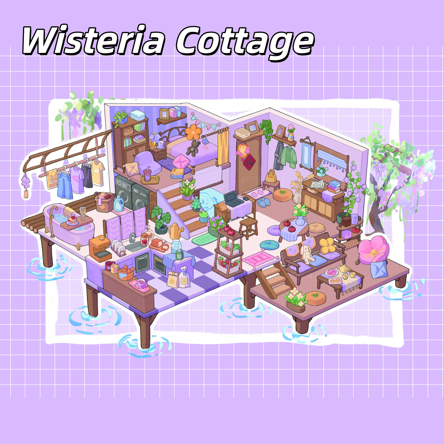 Cozy Town Corners 3D Sticker | 4 Cute Miniature Scenes