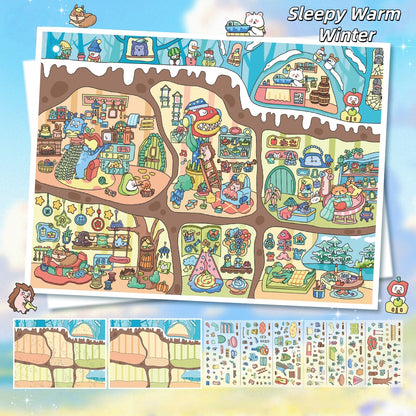 Fantastic Journeys 3D Sticker | 4 Cute Miniature Scenes