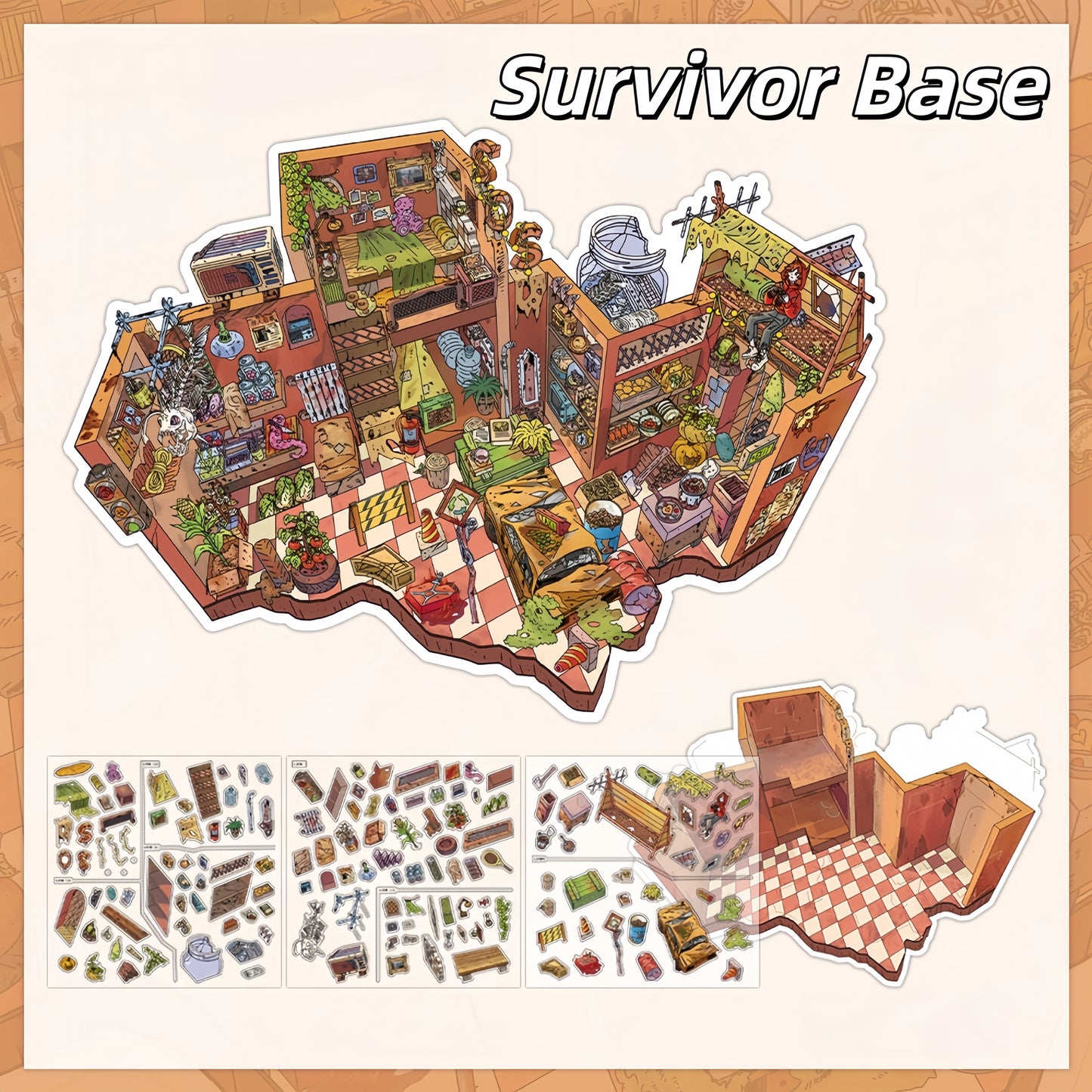 Dark Fantasy 3D Sticker | 4 Cute Miniature Scenes