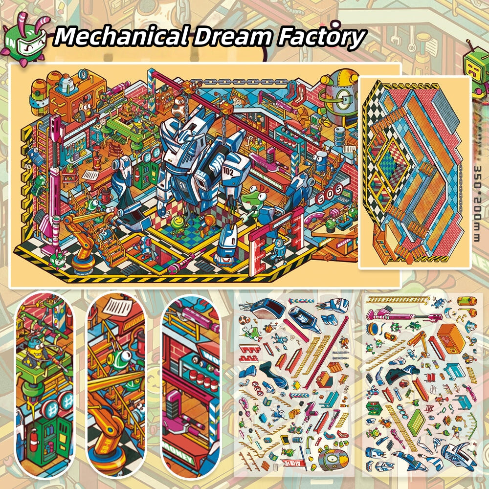 Fantasy Simulation 3D Sticker | 4 Cute Miniature Scenes