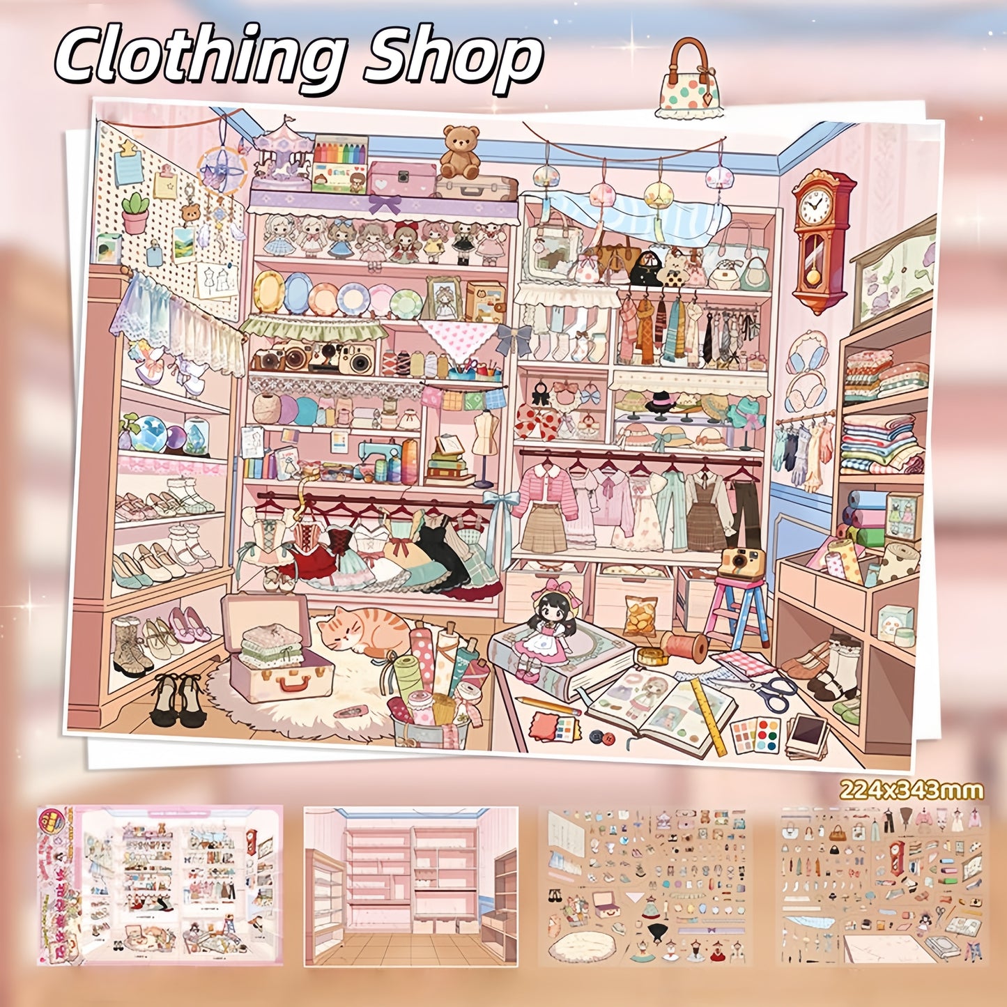 Shelf Display 3D Sticker | 4 Cute Miniature Scenes
