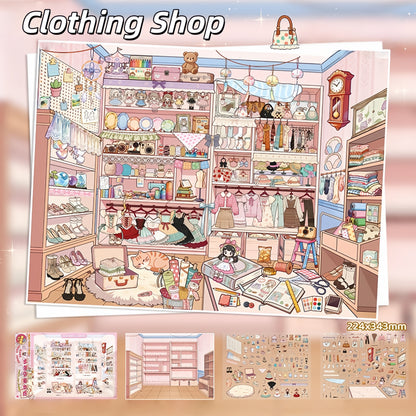 Shelf Display 3D Sticker | 4 Cute Miniature Scenes