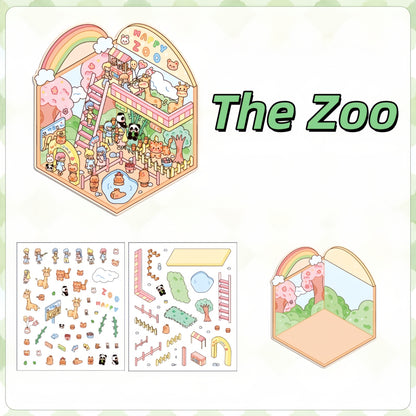 Tiny Exhibition 3D Sticker | 8 Cute Miniature Scenes