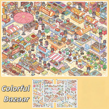 Town & Time 3D Sticker | 6 Cute Miniature Scenes