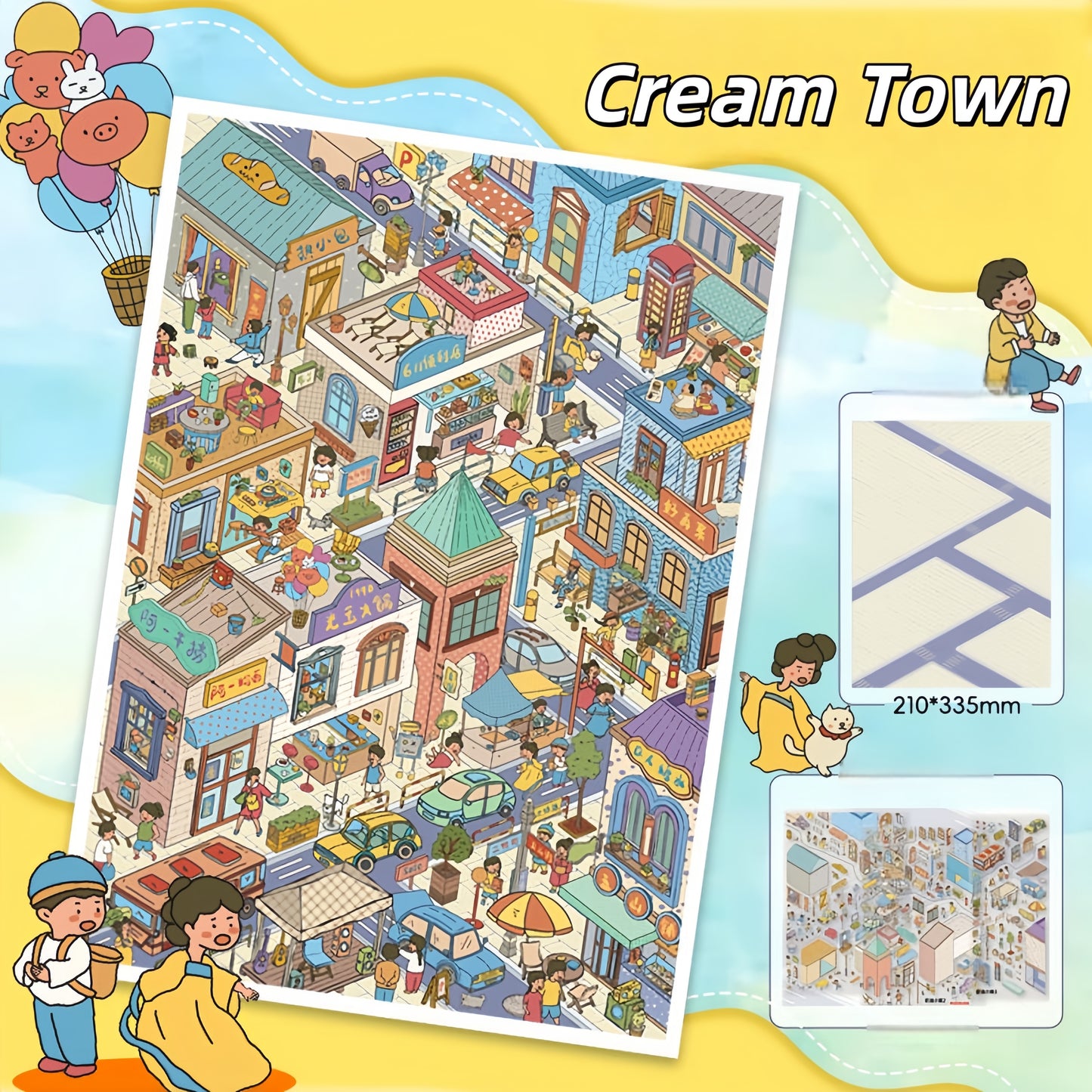 Dream Town 3D Sticker | 3 Cute Miniature Scenes