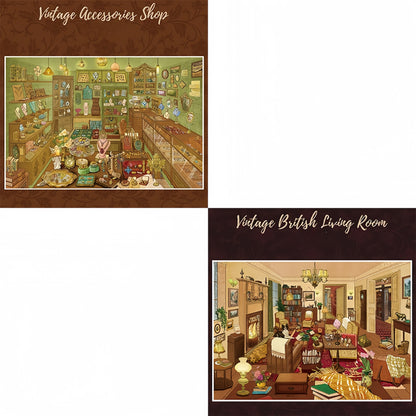 Vintage Life 3D Sticker | 2 Cute Miniature Scenes