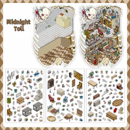 Horror Adventure 3D Sticker | 4 Cute Miniature Scenes