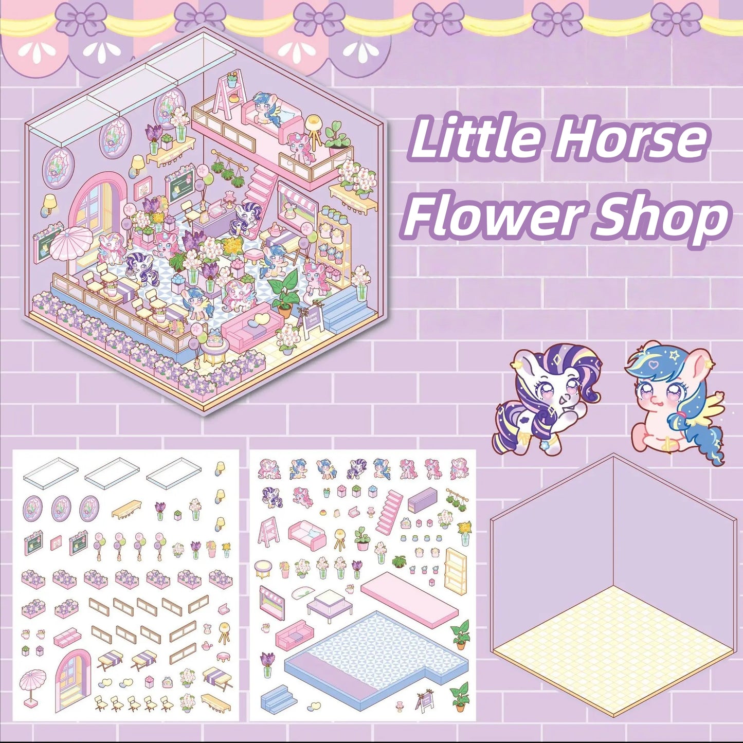 Paw's Shop 3D Sticker | 4 Cute Miniature Scenes