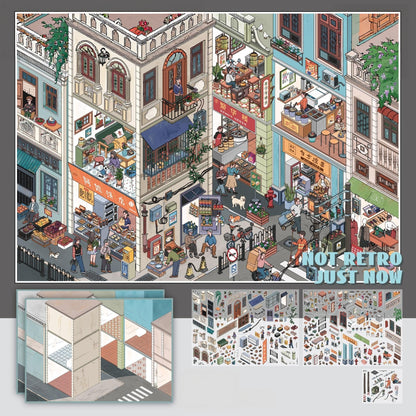 Along the Lane 3D Sticker | 5 Cute Miniature Scenes