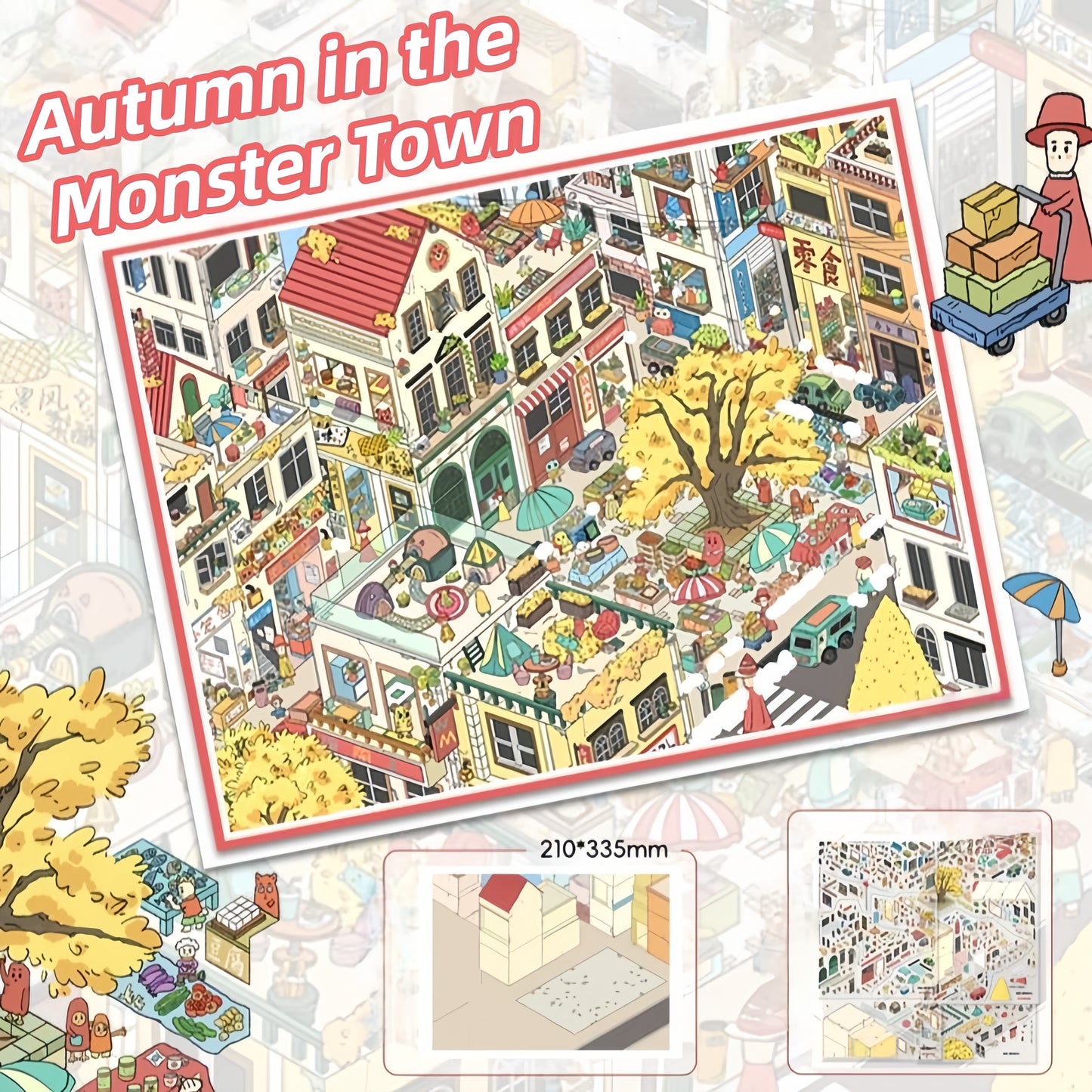 Autumn Streetscape 3D Sticker | 3 Cute Miniature Scenes