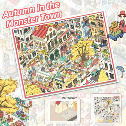 Autumn Streetscape 3D Sticker | 3 Cute Miniature Scenes