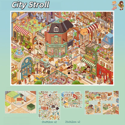 Street Views 3D Sticker | 7 Cute Miniature Scenes