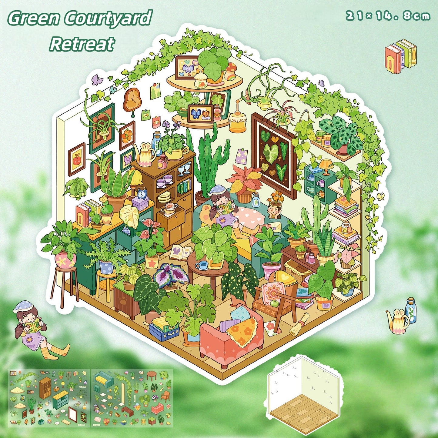 Cozy Hut 3D Sticker | 4 Cute Miniature Scenes