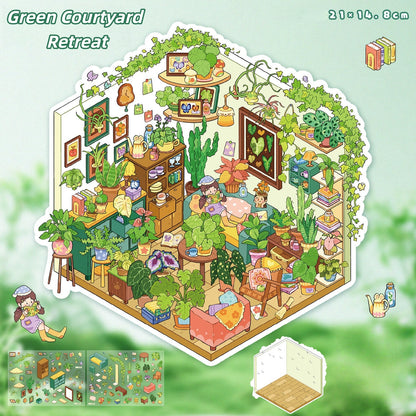 Cozy Hut 3D Sticker | 4 Cute Miniature Scenes