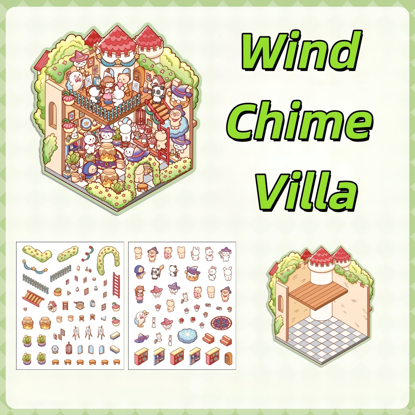 Dream Castle 3D Sticker | 4 Cute Miniature Scenes