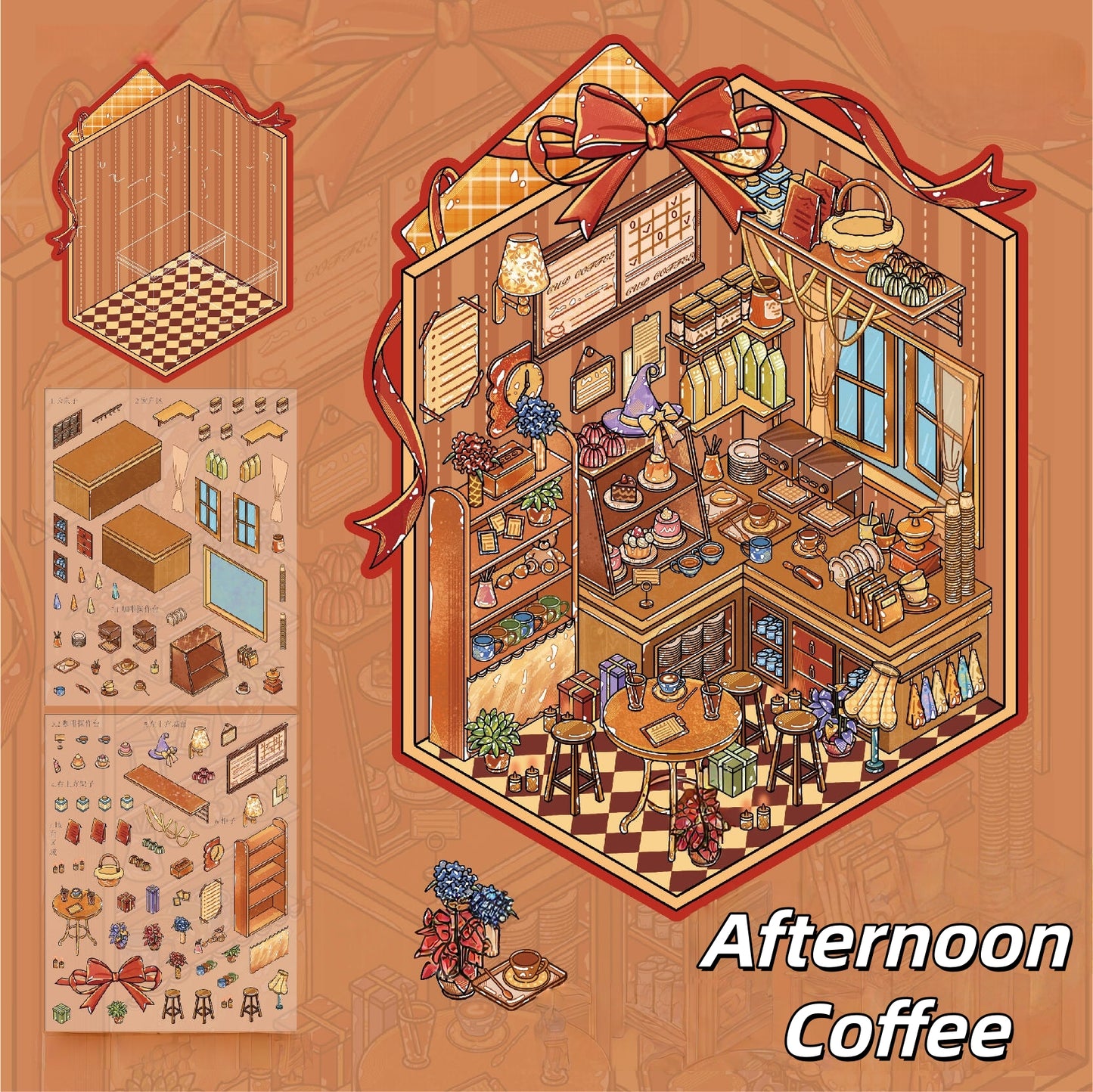 Warm Light Cabin 3D Sticker | 2 Cute Miniature Scenes