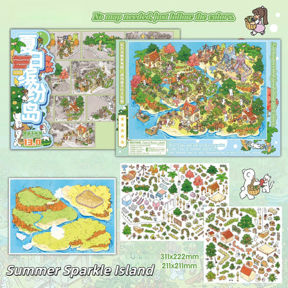 Summer Enchantment 3D Sticker | 4 Cute Miniature Scenes