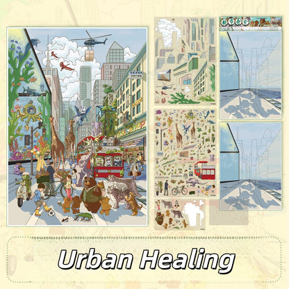 Fates of the City 3D Sticker | 4 Cute Miniature Scenes