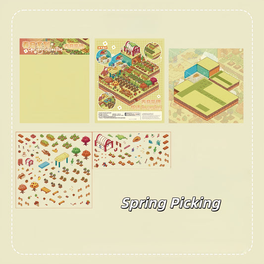 Spring Fun 3D Sticker | 4 Cute Miniature Scenes