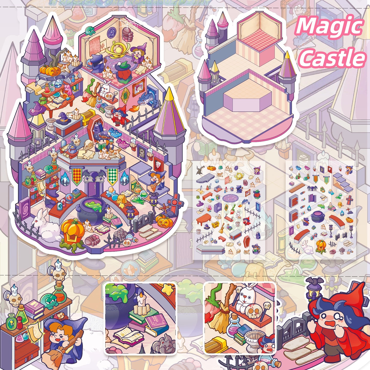 Dreamy Night Talk 3D Sticker | 5 Cute Miniature Scenes