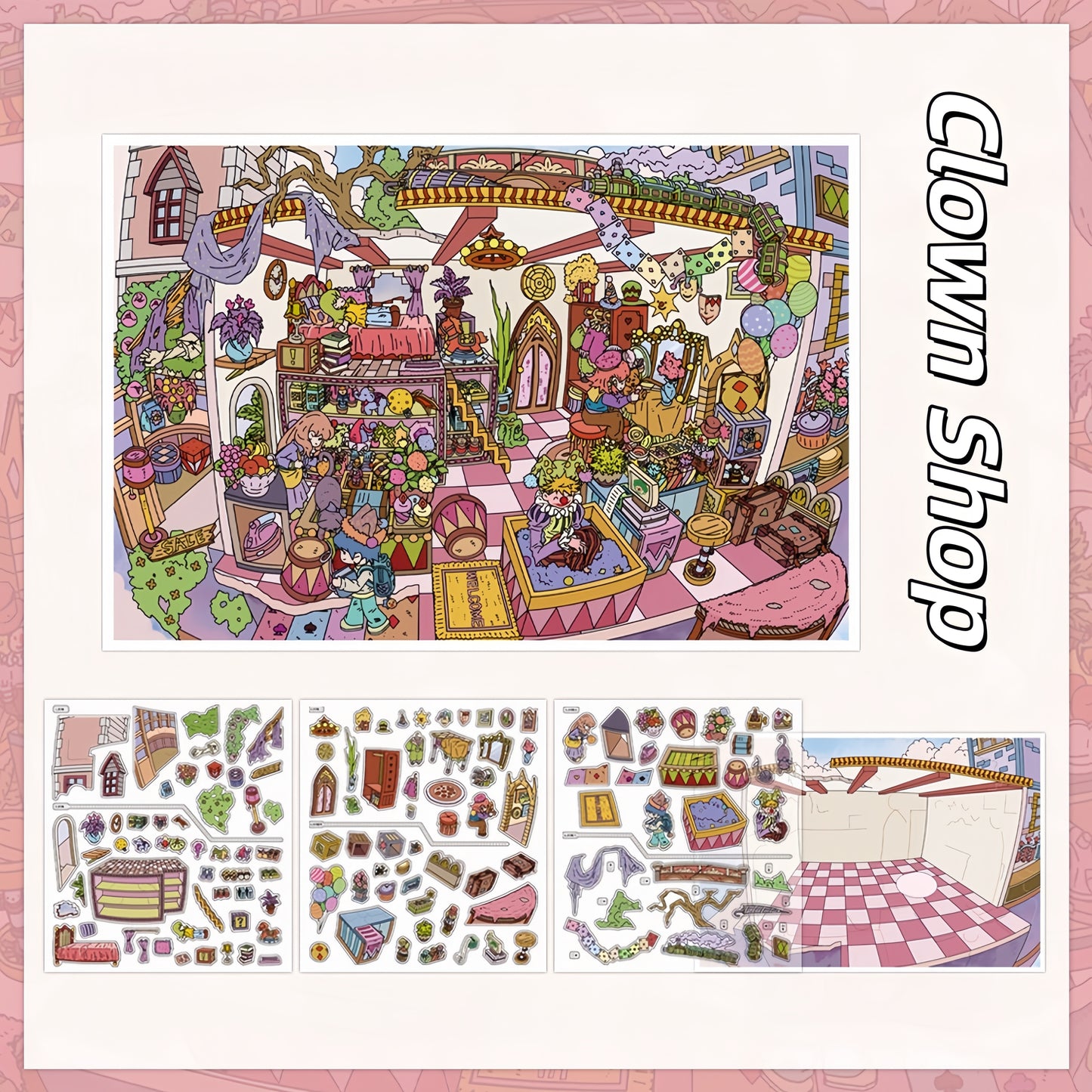 Dark Fantasy 3D Sticker | 4 Cute Miniature Scenes