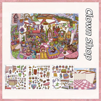 Dark Fantasy 3D Sticker | 4 Cute Miniature Scenes