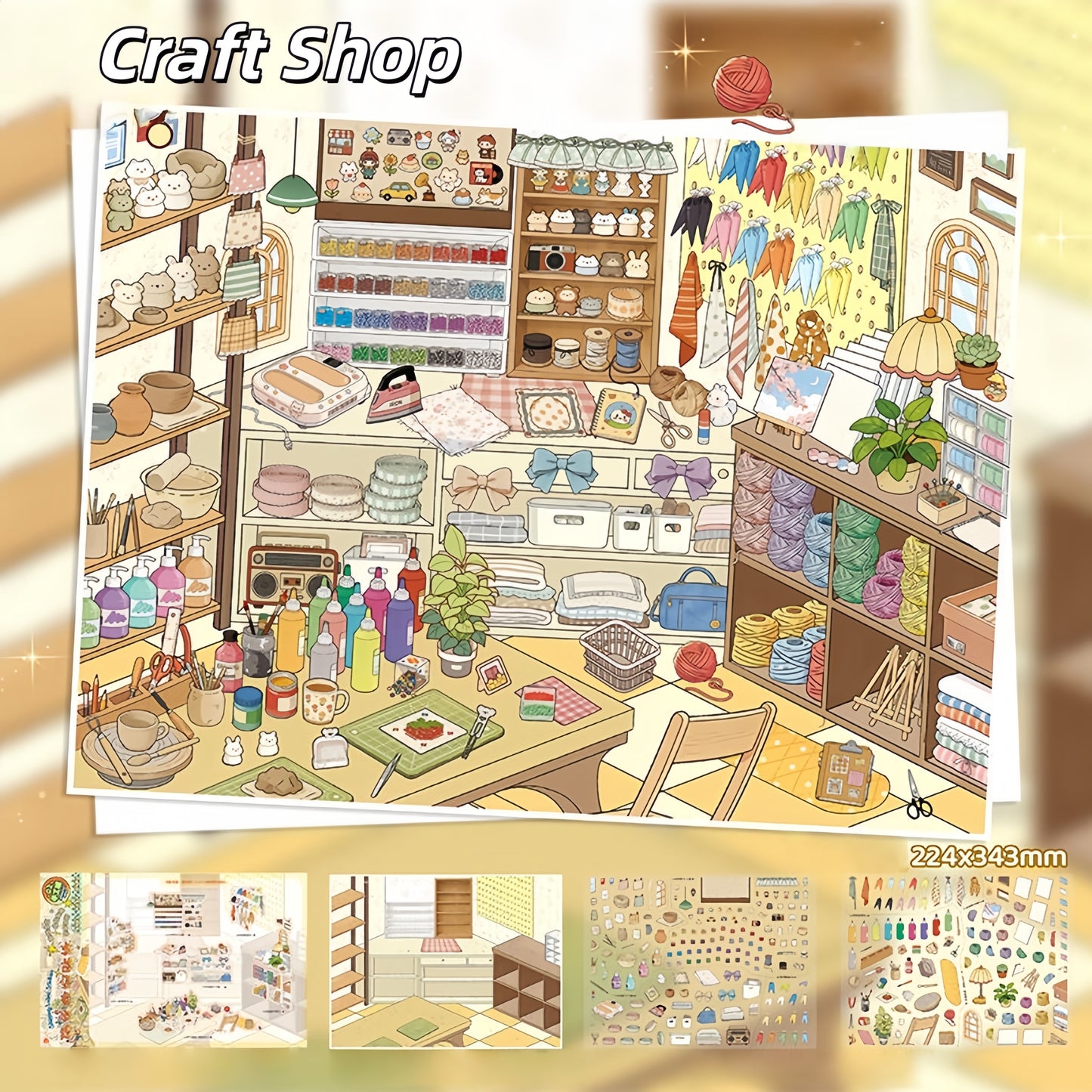 Shelf Display 3D Sticker | 4 Cute Miniature Scenes