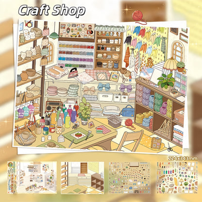 Shelf Display 3D Sticker | 4 Cute Miniature Scenes
