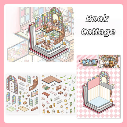 Dream Cabin 3D Sticker | 4 Cute Miniature Scenes
