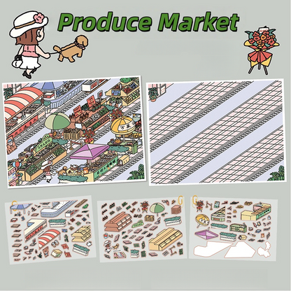 Simulation Management 3D Sticker | 5 Cute Miniature Scenes