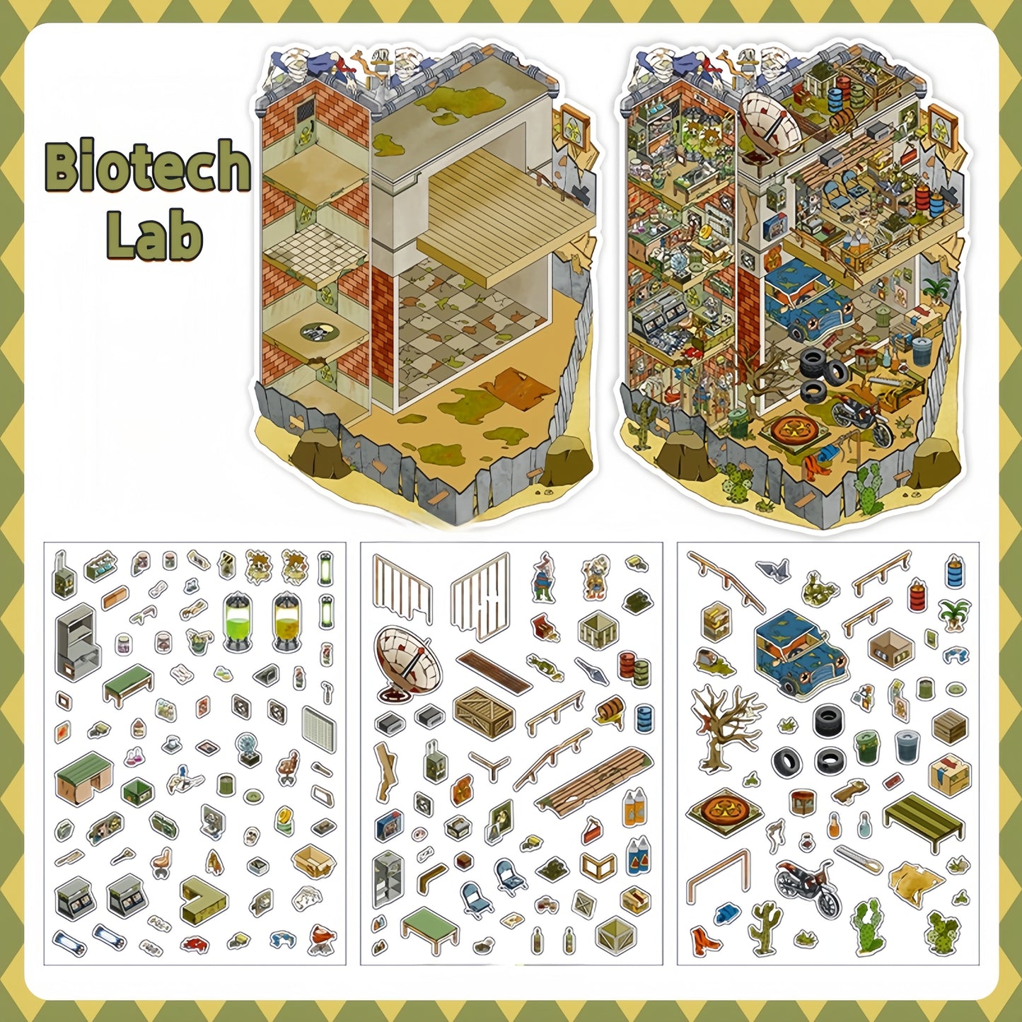 Horror Adventure 3D Sticker | 4 Cute Miniature Scenes