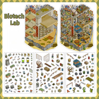 Horror Adventure 3D Sticker | 4 Cute Miniature Scenes