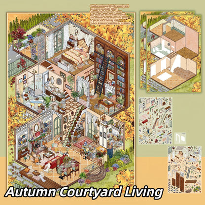 Along the Lane 3D Sticker | 5 Cute Miniature Scenes