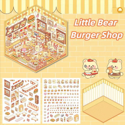 Paw's Shop 3D Sticker | 4 Cute Miniature Scenes