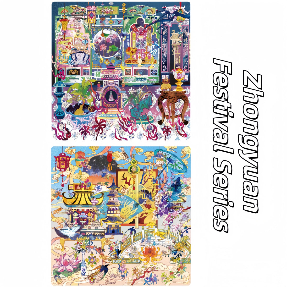 Zhongyuan Festival Series 3D Sticker | 2 Cute Miniature Scenes