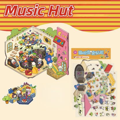 Whimsical Life 3D Sticker | 4 Cute Miniature Scenes