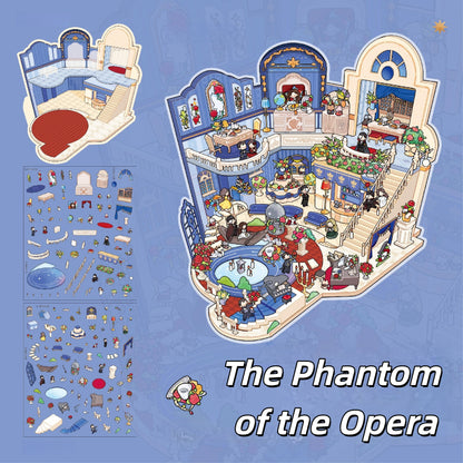 Theater Hotel 3D Sticker | 2 Cute Miniature Scenes