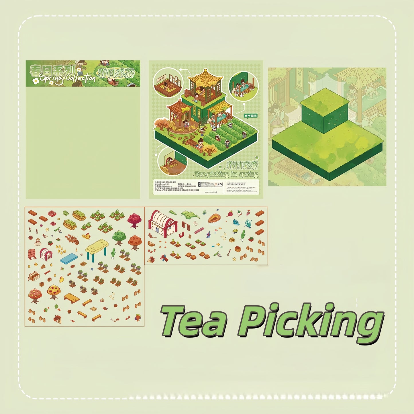 Spring Outing 3D Sticker | 4 Cute Miniature Scenes