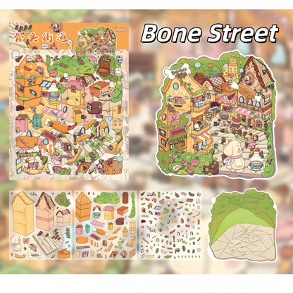 Streetscape 3D Sticker | 2 Cute Miniature Scenes