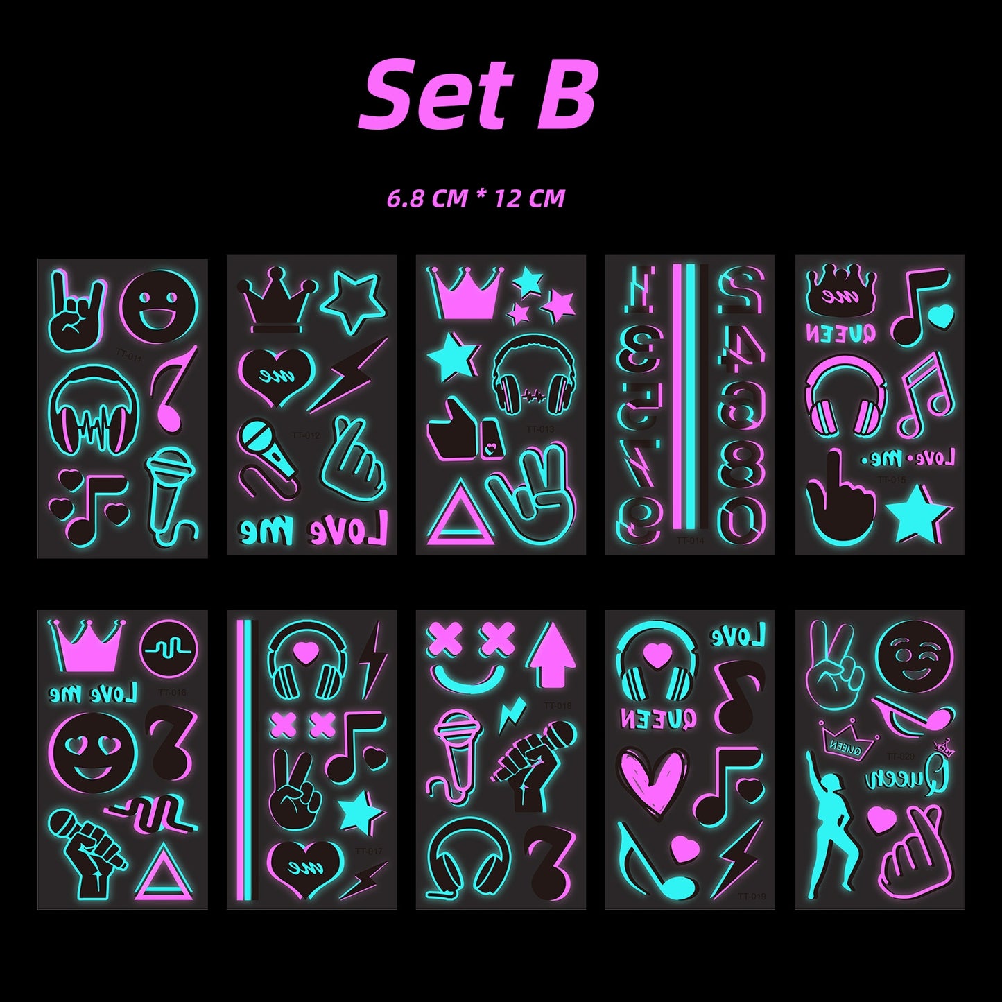 Glitter Rave UV Reactive Temporary Tattoo 3.0