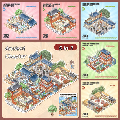 Pocket World 3D Sticker | 4 Cute Miniature Scenes