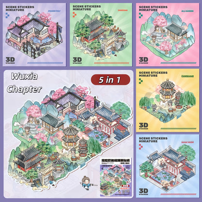Pocket World 3D Sticker | 4 Cute Miniature Scenes