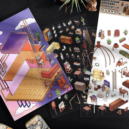 Horror Bazaar 3D Sticker | 4 Cute Miniature Scenes