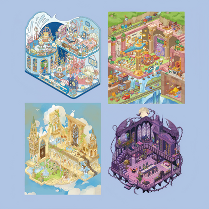 Fantastic Realms 3D Sticker | 4 Cute Miniature Scenes
