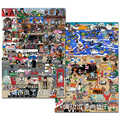If the World Went a Little Crooked Series 3D Sticker | 2 Cute Miniature Scenes