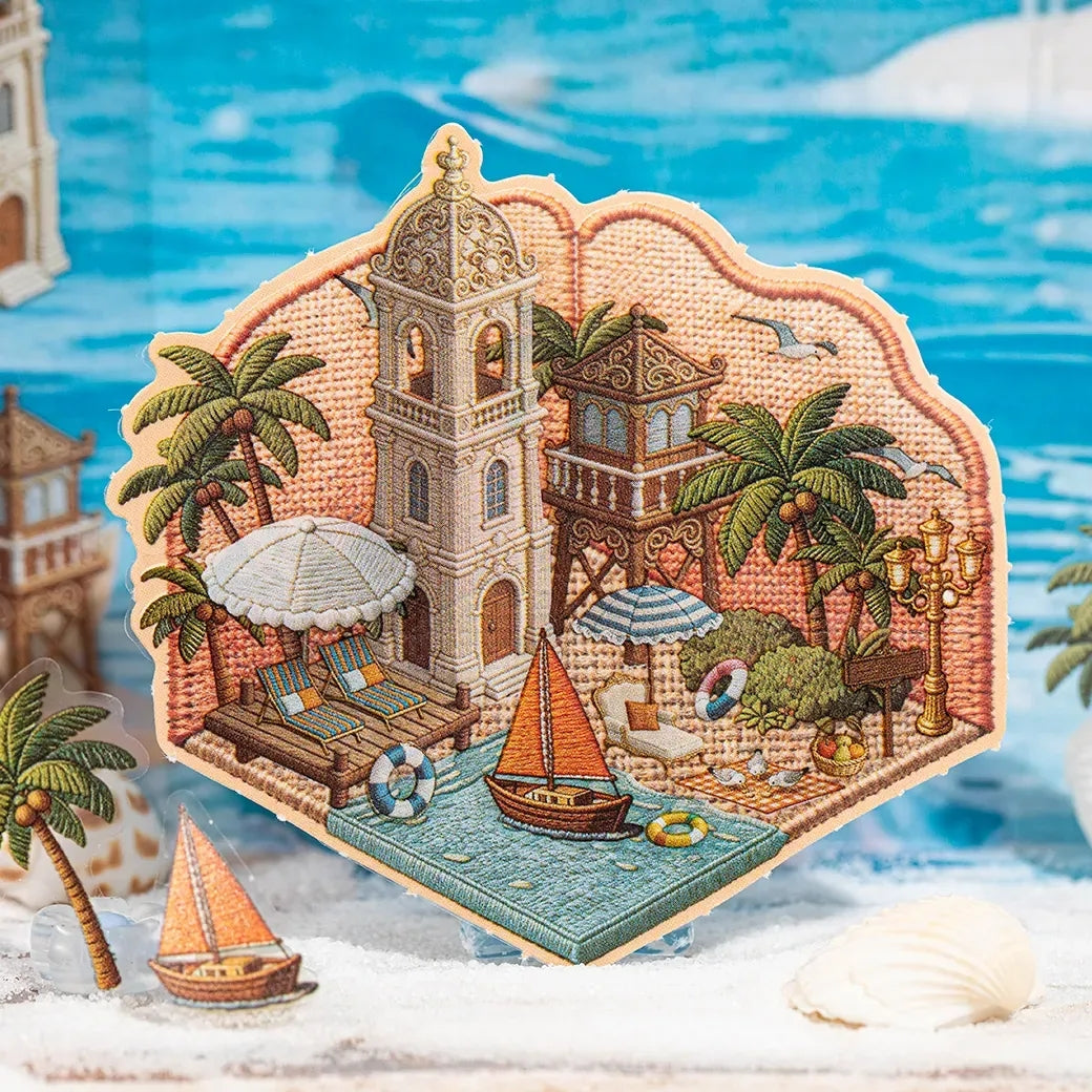 Embroidery Dwellings 3D Sticker Book
