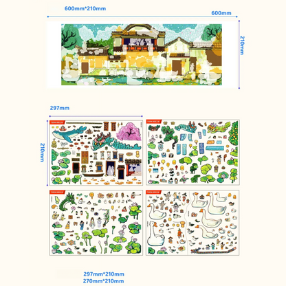 Tranquil and Festive Corners 3D Sticker | 2 Cute Miniature Scenes