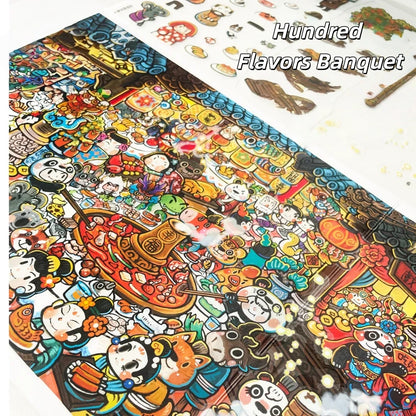 Tranquil and Festive Corners 3D Sticker | 2 Cute Miniature Scenes