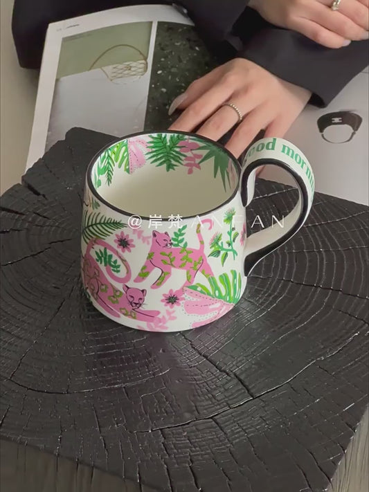 Pink Leopard Rainforest Adventure Ceramic Mug